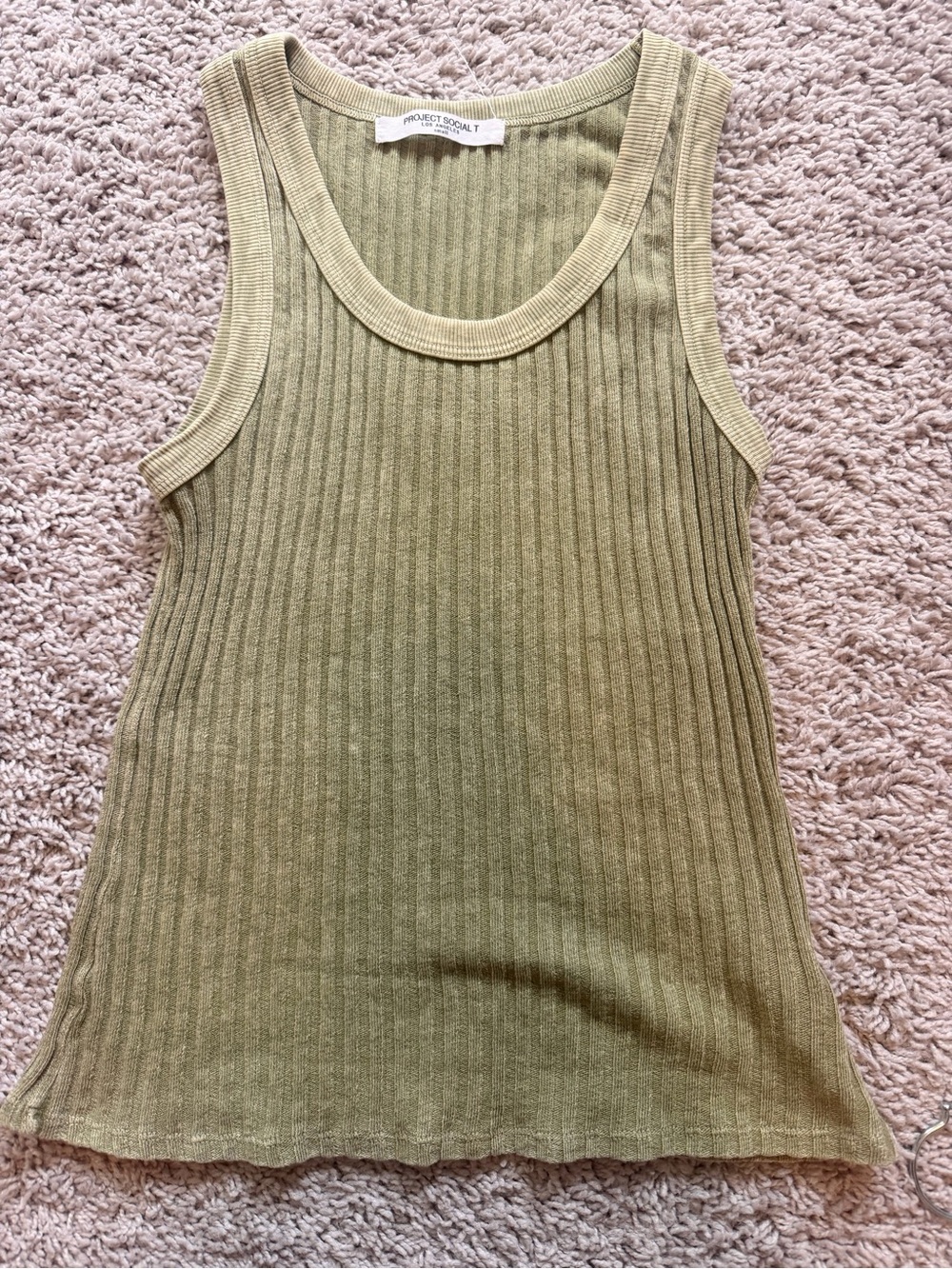 Project Social T Olive Ribbed Tank Top